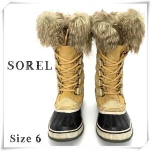 SOREL Joan of Arctic Fur Lining Winter Snow Duck Boot in Beige 1555381373